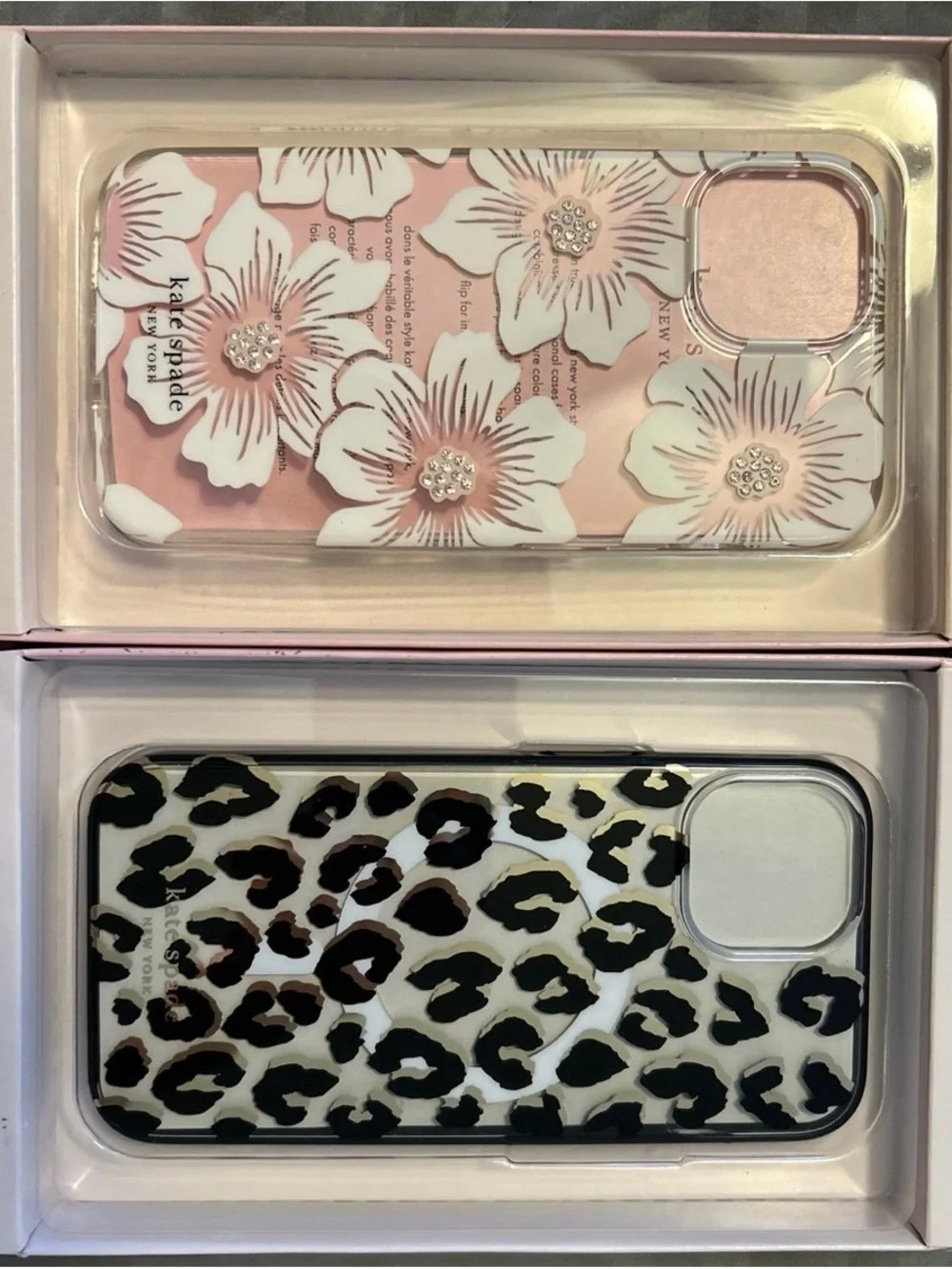 kate spade Floral & Leopard Dual Phone Case Set in Pink, White, Black